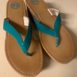 SO Teal Wedge Sandals, Size 9 MED